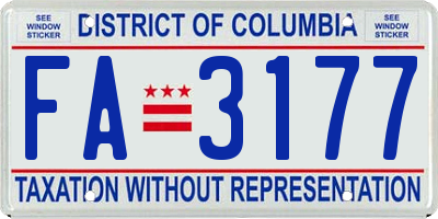 DC license plate FA3177