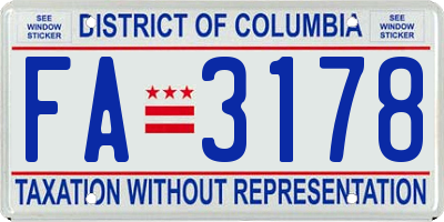 DC license plate FA3178