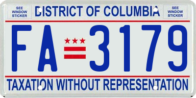 DC license plate FA3179