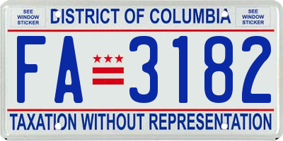 DC license plate FA3182