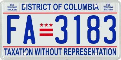 DC license plate FA3183