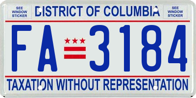 DC license plate FA3184