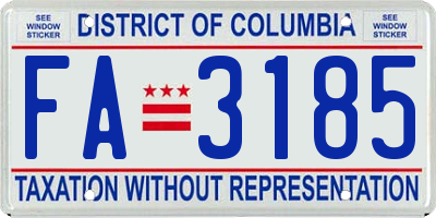 DC license plate FA3185