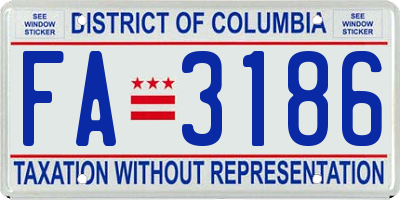 DC license plate FA3186