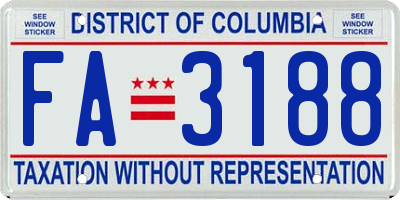 DC license plate FA3188