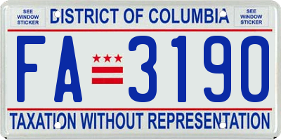 DC license plate FA3190