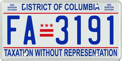 DC license plate FA3191