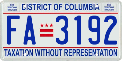 DC license plate FA3192