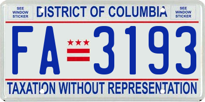 DC license plate FA3193