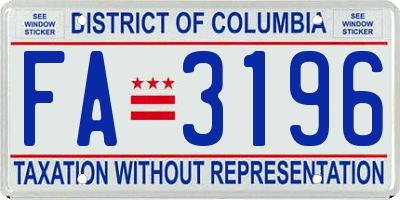 DC license plate FA3196