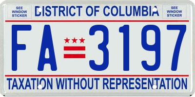 DC license plate FA3197