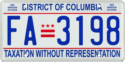 DC license plate FA3198