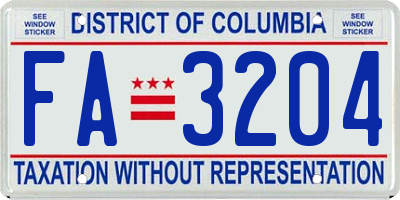 DC license plate FA3204