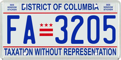 DC license plate FA3205