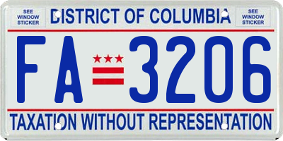 DC license plate FA3206