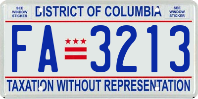 DC license plate FA3213