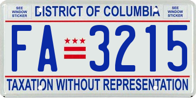 DC license plate FA3215