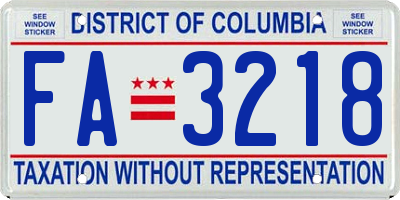 DC license plate FA3218