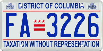 DC license plate FA3226