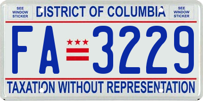 DC license plate FA3229