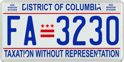 DC license plate FA3230