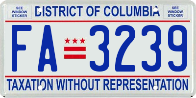 DC license plate FA3239