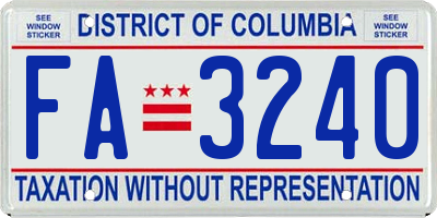 DC license plate FA3240