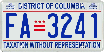 DC license plate FA3241