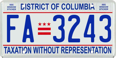 DC license plate FA3243