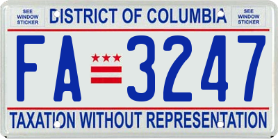 DC license plate FA3247