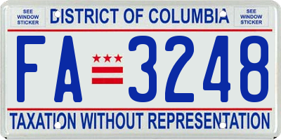 DC license plate FA3248