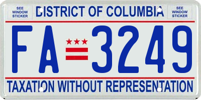 DC license plate FA3249