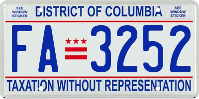 DC license plate FA3252