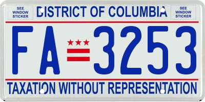 DC license plate FA3253