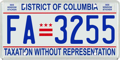 DC license plate FA3255