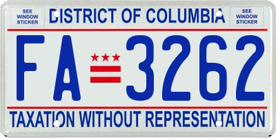 DC license plate FA3262