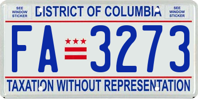 DC license plate FA3273