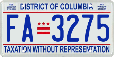 DC license plate FA3275