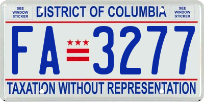 DC license plate FA3277