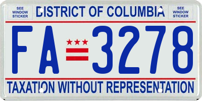 DC license plate FA3278