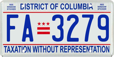 DC license plate FA3279