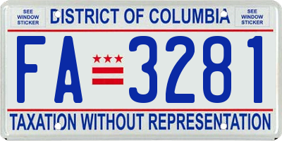 DC license plate FA3281