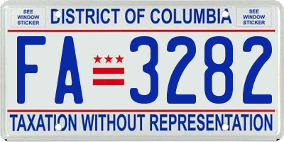 DC license plate FA3282