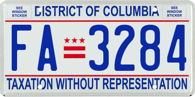 DC license plate FA3284