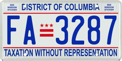 DC license plate FA3287