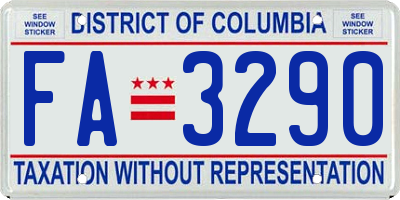 DC license plate FA3290