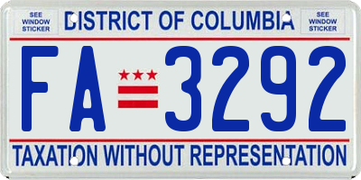 DC license plate FA3292