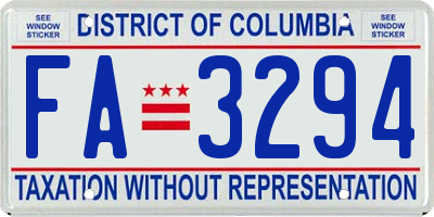 DC license plate FA3294