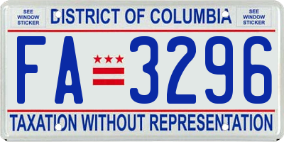 DC license plate FA3296