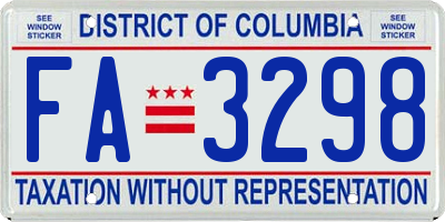 DC license plate FA3298